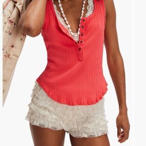 NWT Free People Bryson Cotton Rib Henley Tank - S